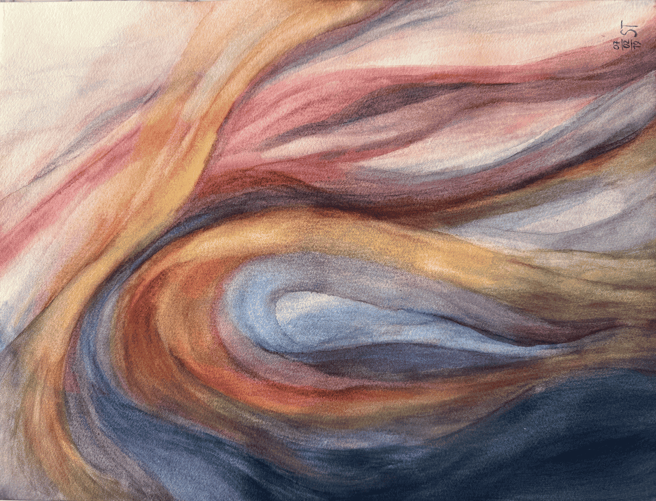 "Light & dark dance 2" - Out of darkness series (2019) Windsor&Newton wc on canson 300 gr 12 x 16 inGo to Page