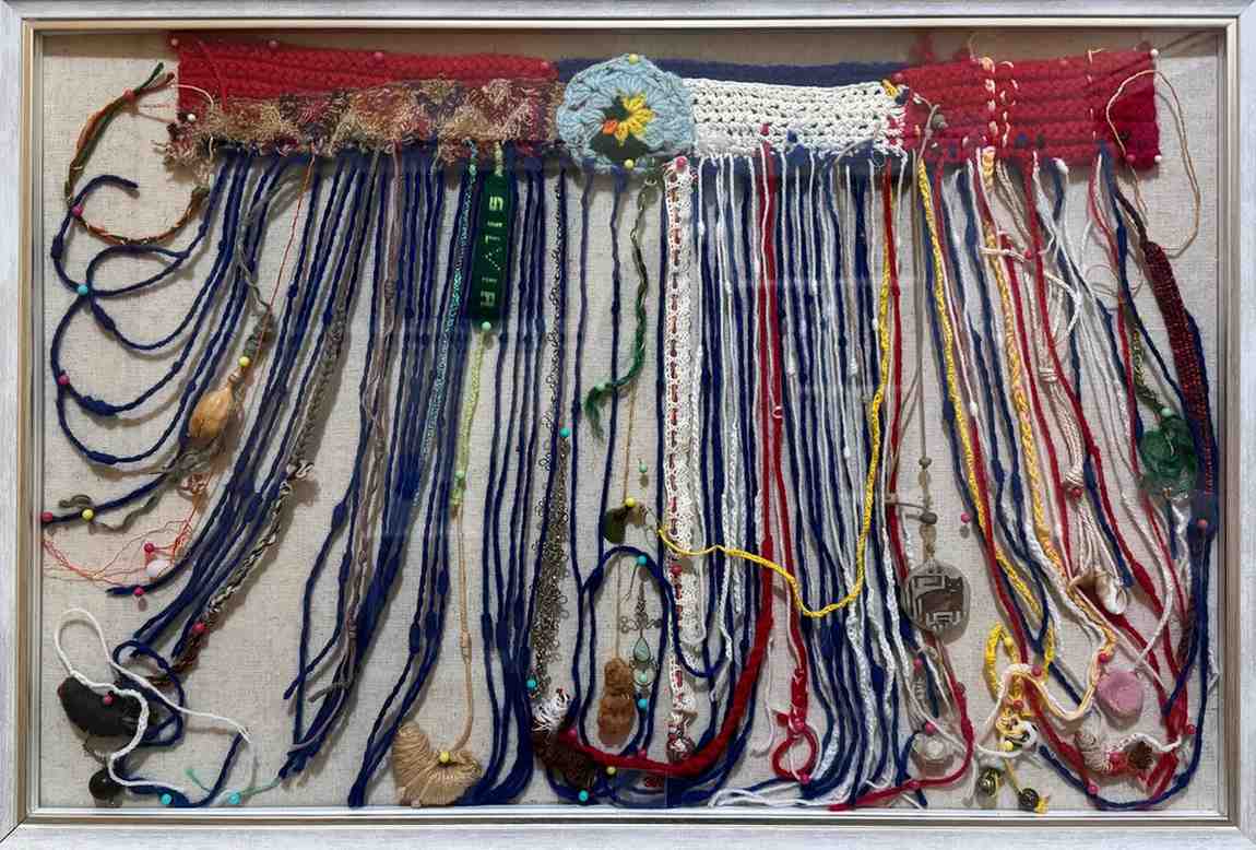 Biographic quipu (2019), my final project as part of my dissertation for my training in Arts Counselling. Go to Page