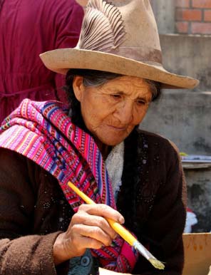 Community outreach program in Unchus, Huaraz, Peru (2013). Workshop on painting with natural dyes.Go to Page