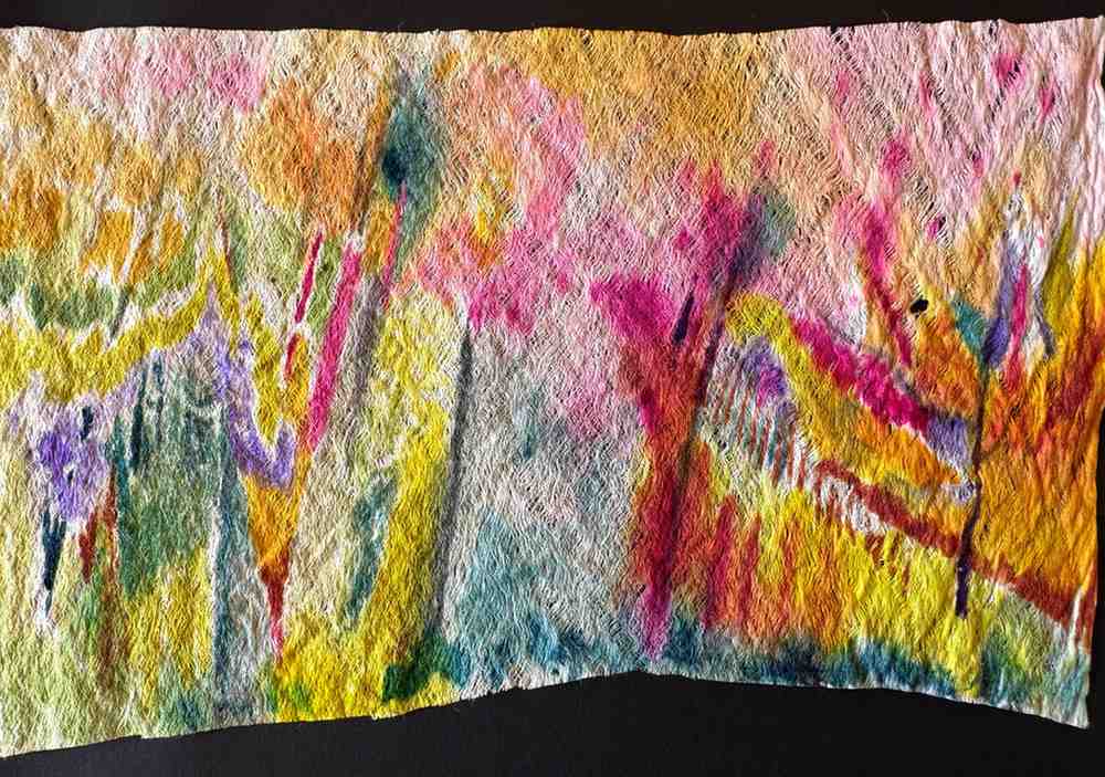 Yanchama - "Abstract" (2019) Natural dyes from Pisac (Cusco, Peru) on yanchama (natural fiber from the Bora Bora community in Pucallpa, Peru)Go to Page